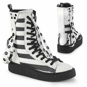 SNEEKER-325  White Vegan Leather-Fishnet