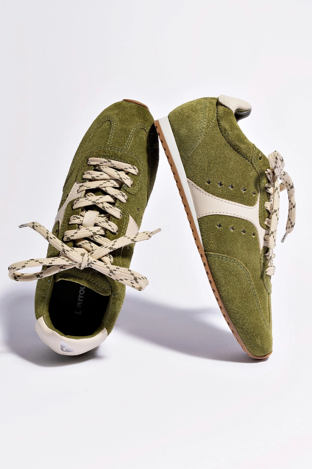 Stella Sneaker In Seaweed Suede and Ivory Leather