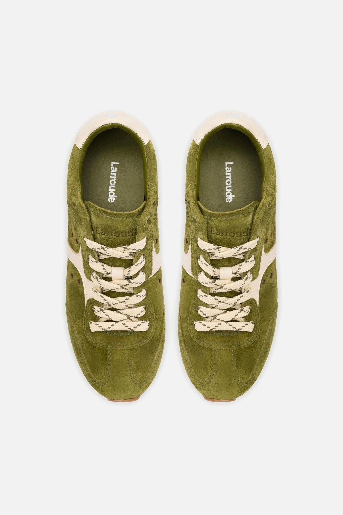 Stella Sneaker In Seaweed Suede and Ivory Leather