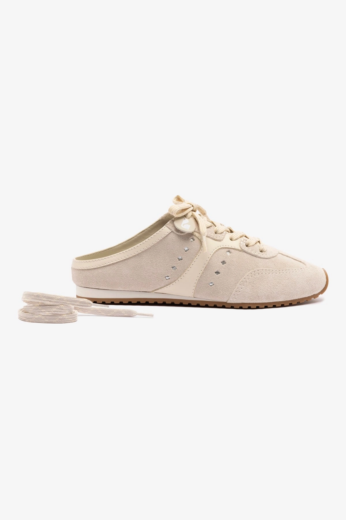 Stella Sneaker Mule In Mushroom Grey Suede and Ivory Leather