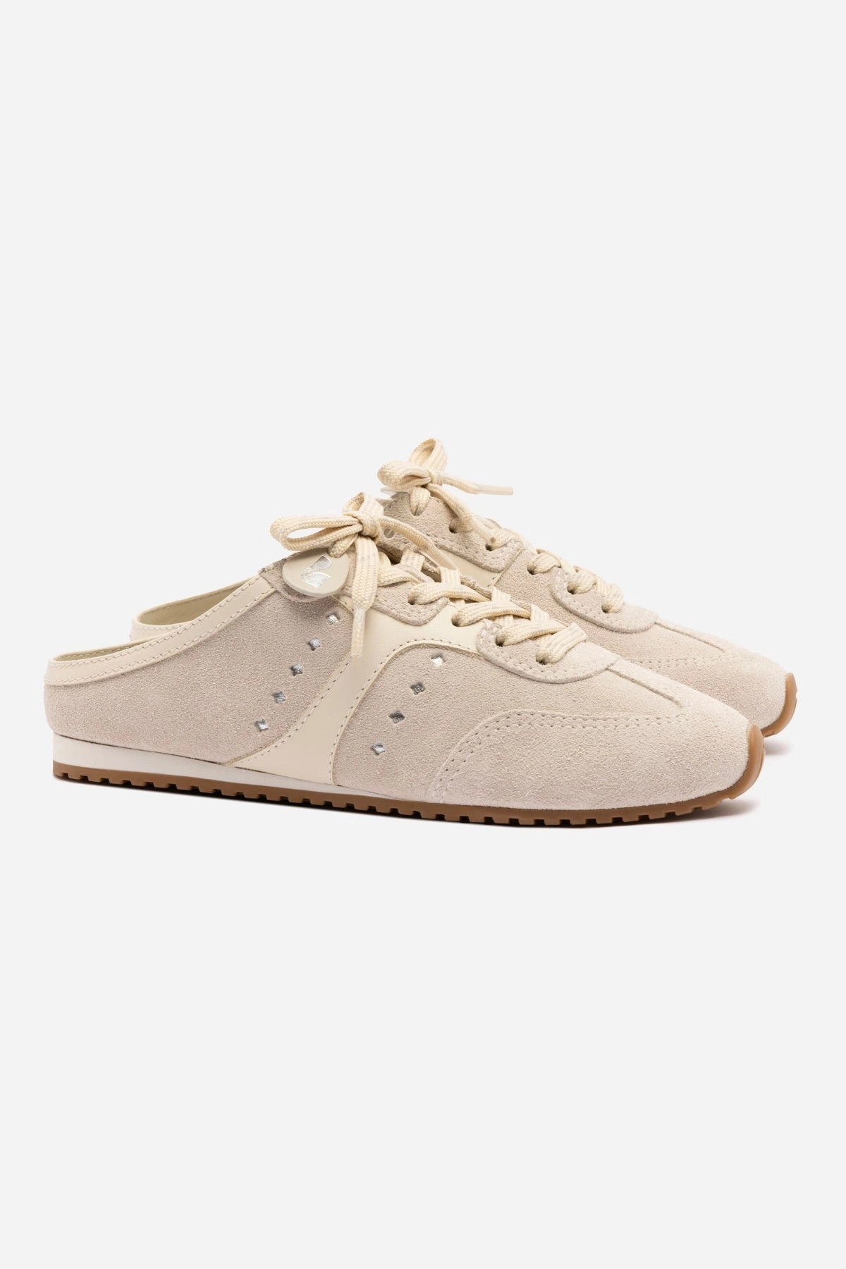 Stella Sneaker Mule In Mushroom Grey Suede and Ivory Leather