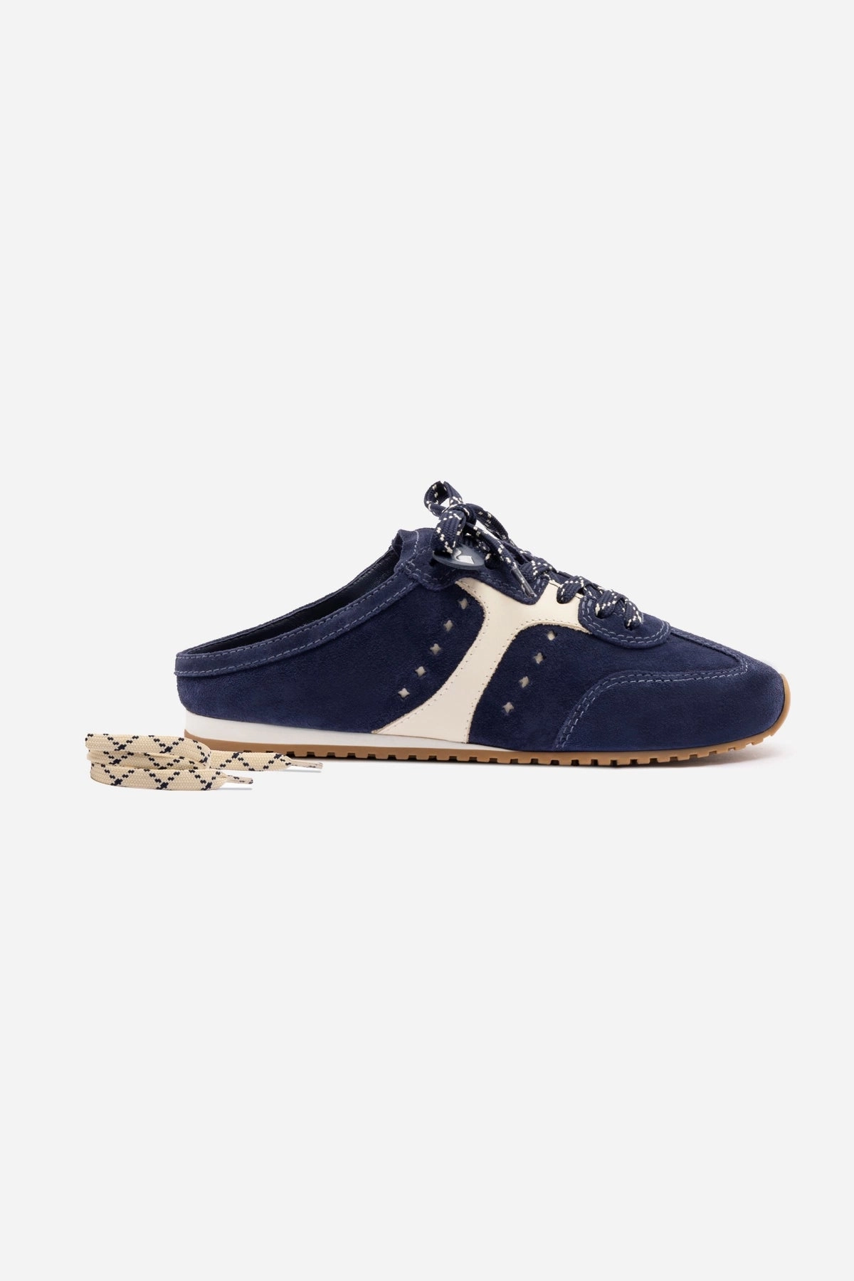Stella Sneaker Mule In Navy Suede and Ivory Leather
