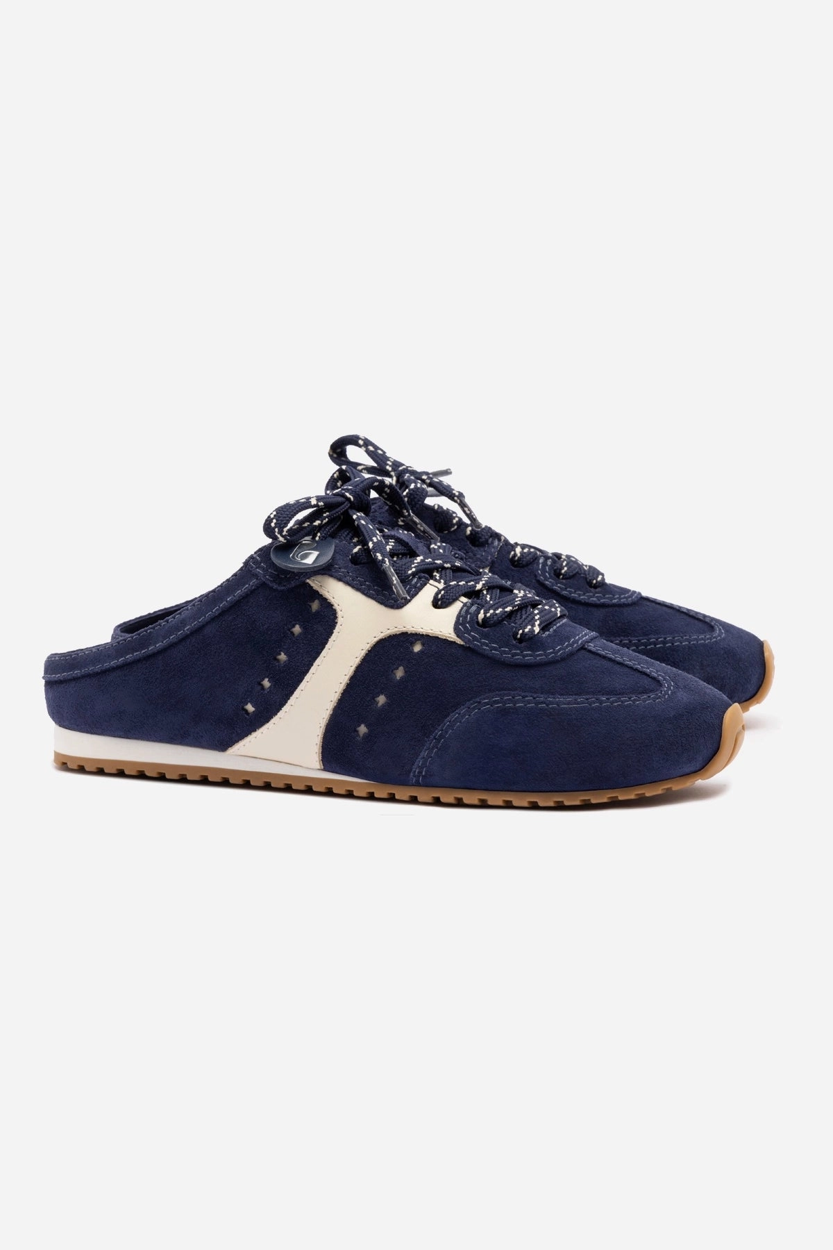 Stella Sneaker Mule In Navy Suede and Ivory Leather