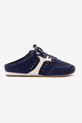 Stella Sneaker Mule In Navy Suede and Ivory Leather