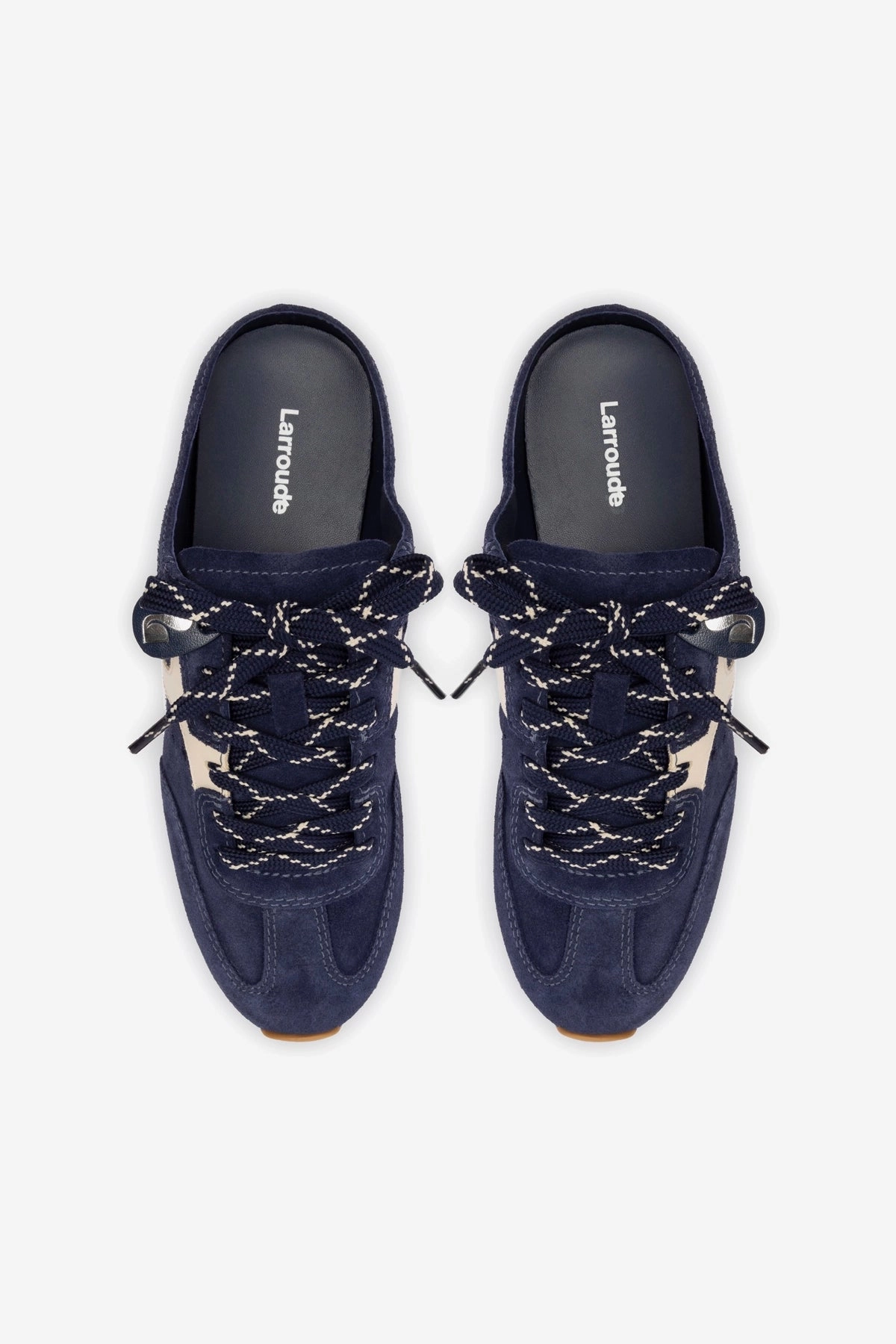 Stella Sneaker Mule In Navy Suede and Ivory Leather