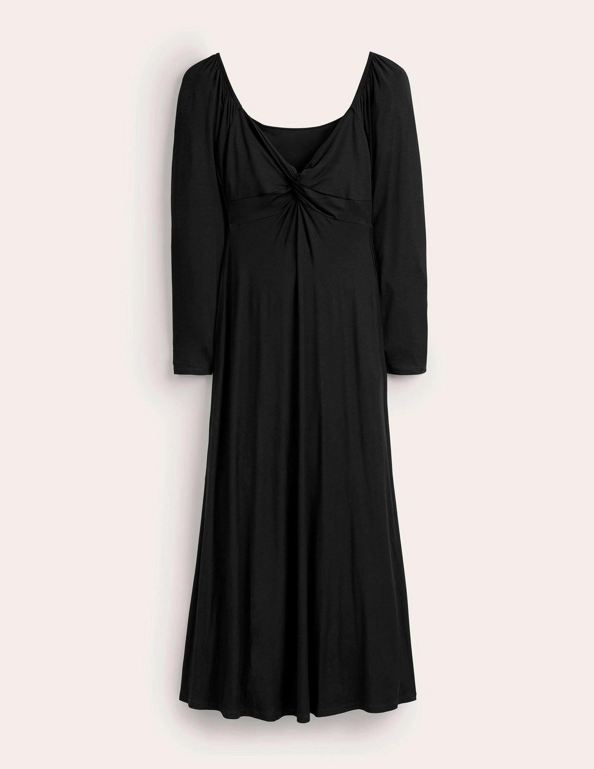 Sweetheart Jersey Midi Dress-Black