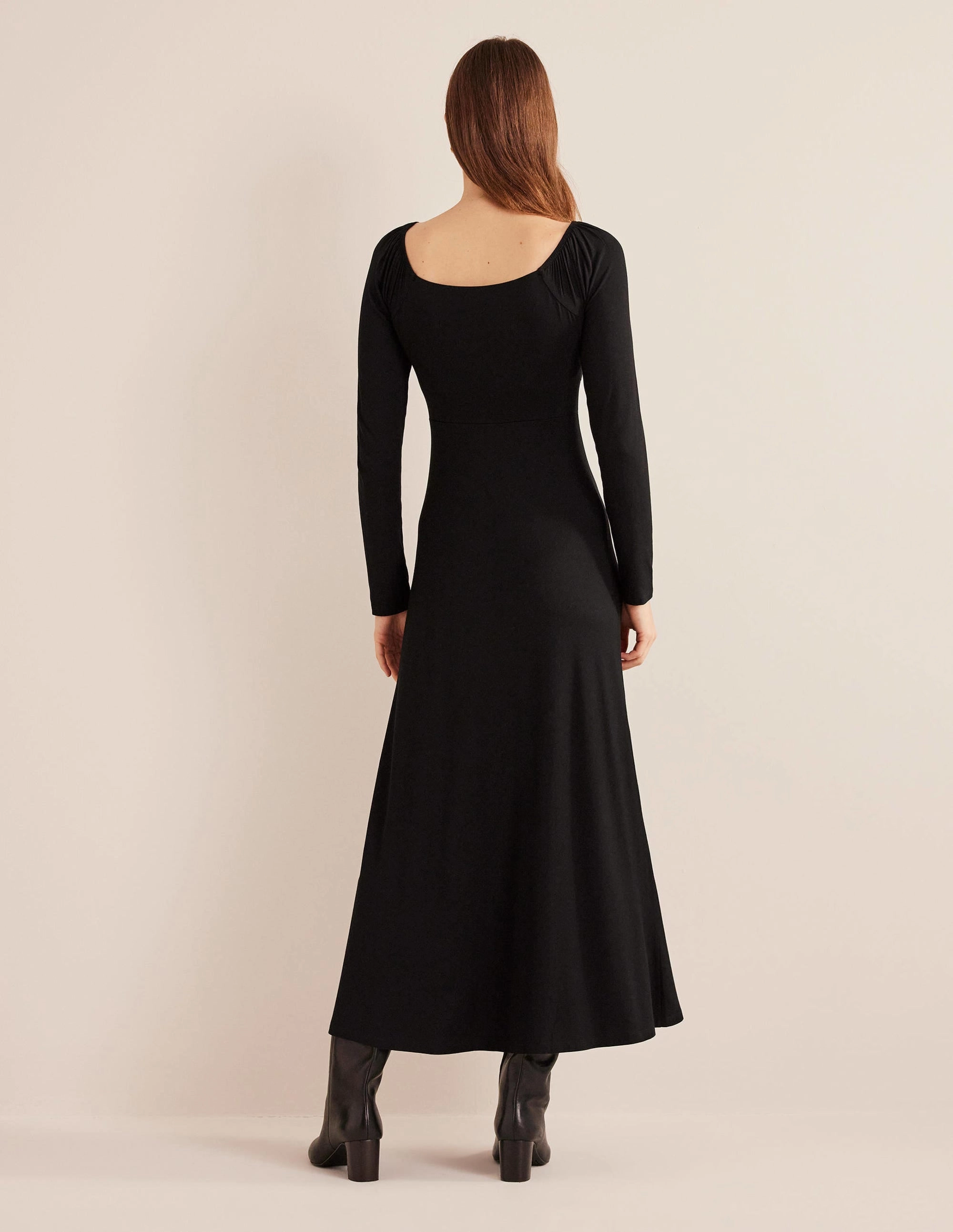 Sweetheart Jersey Midi Dress-Black