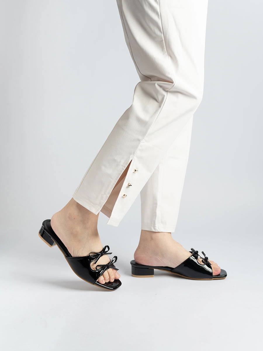Valeria Glossy Ribbon Mules