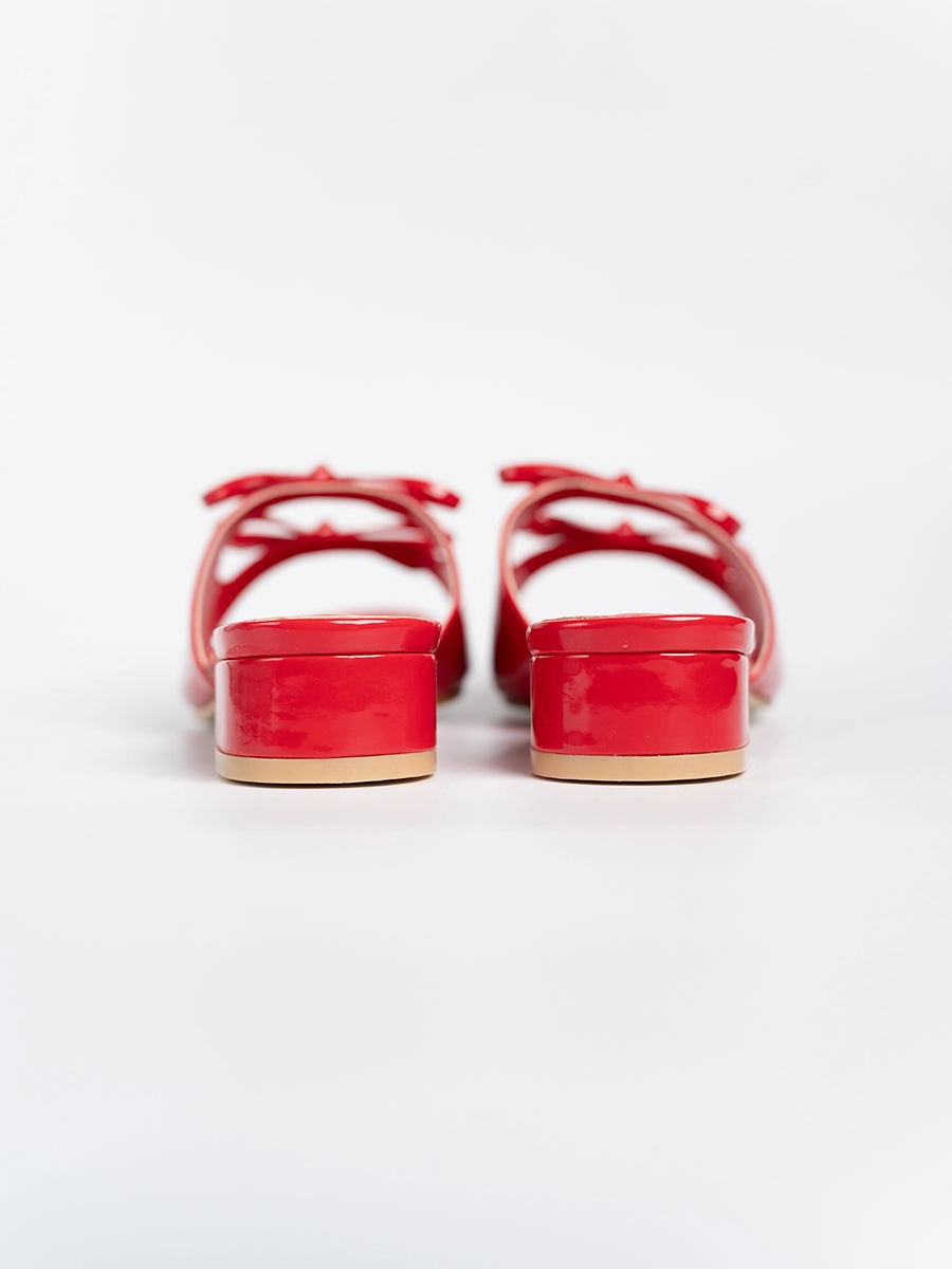 Valeria Glossy Ribbon Mules
