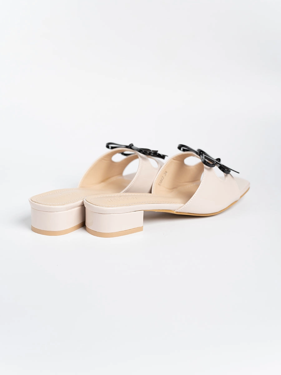 Valeria Glossy Ribbon Mules