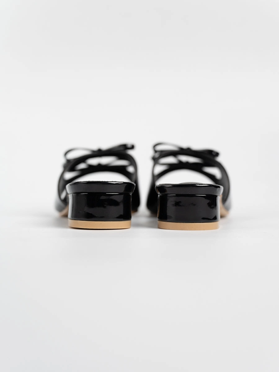Valeria Glossy Ribbon Mules