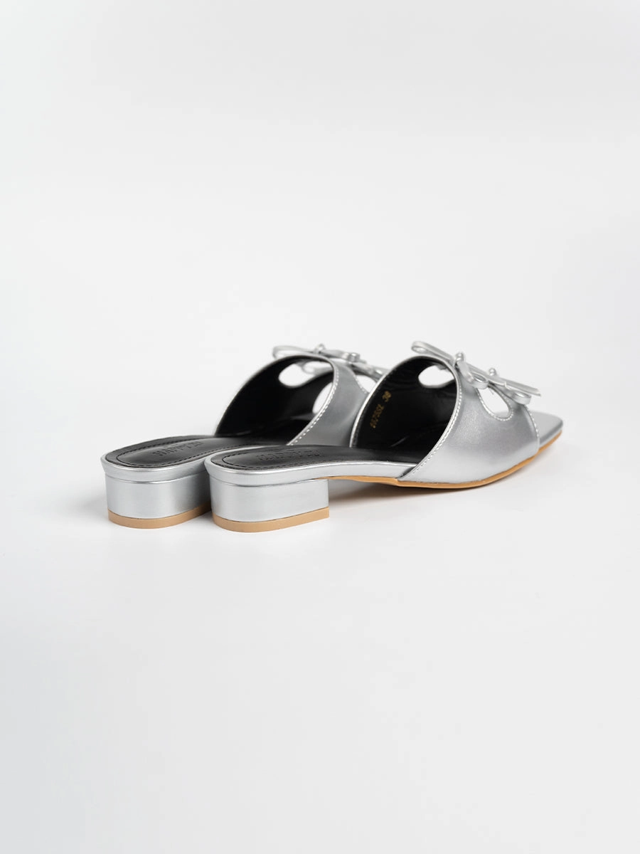 Valeria Glossy Ribbon Mules