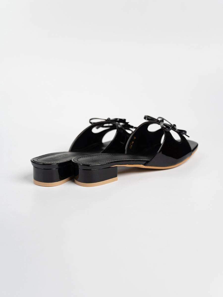 Valeria Glossy Ribbon Mules