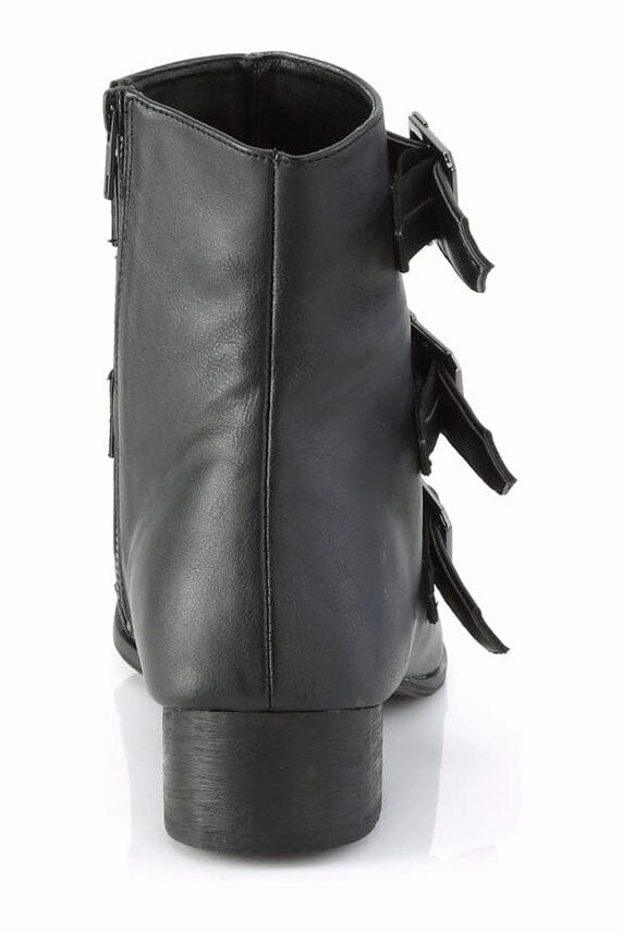 WARLOCK-50-C Black Vegan Leather Ankle Boot
