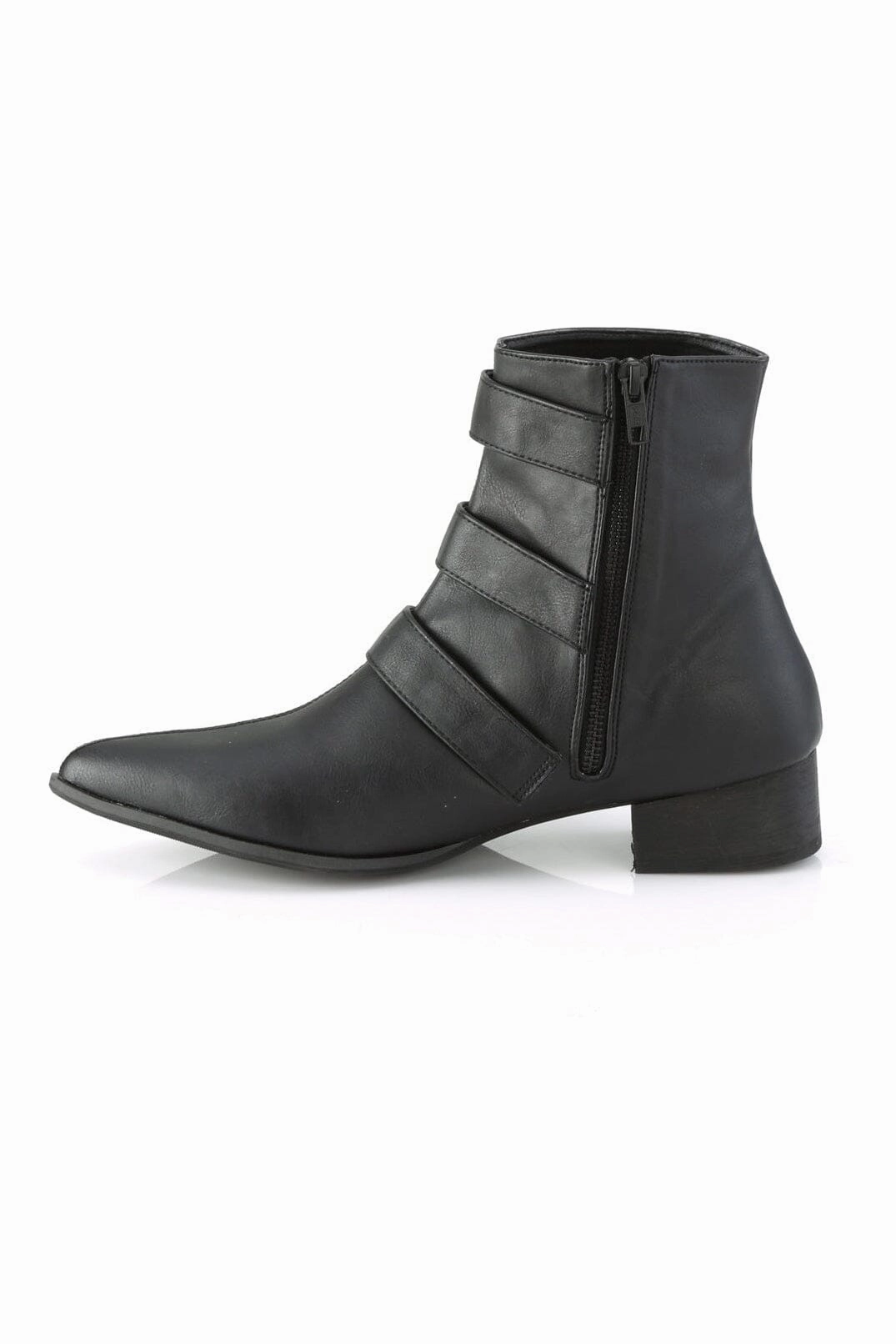 WARLOCK-50-C Black Vegan Leather Ankle Boot