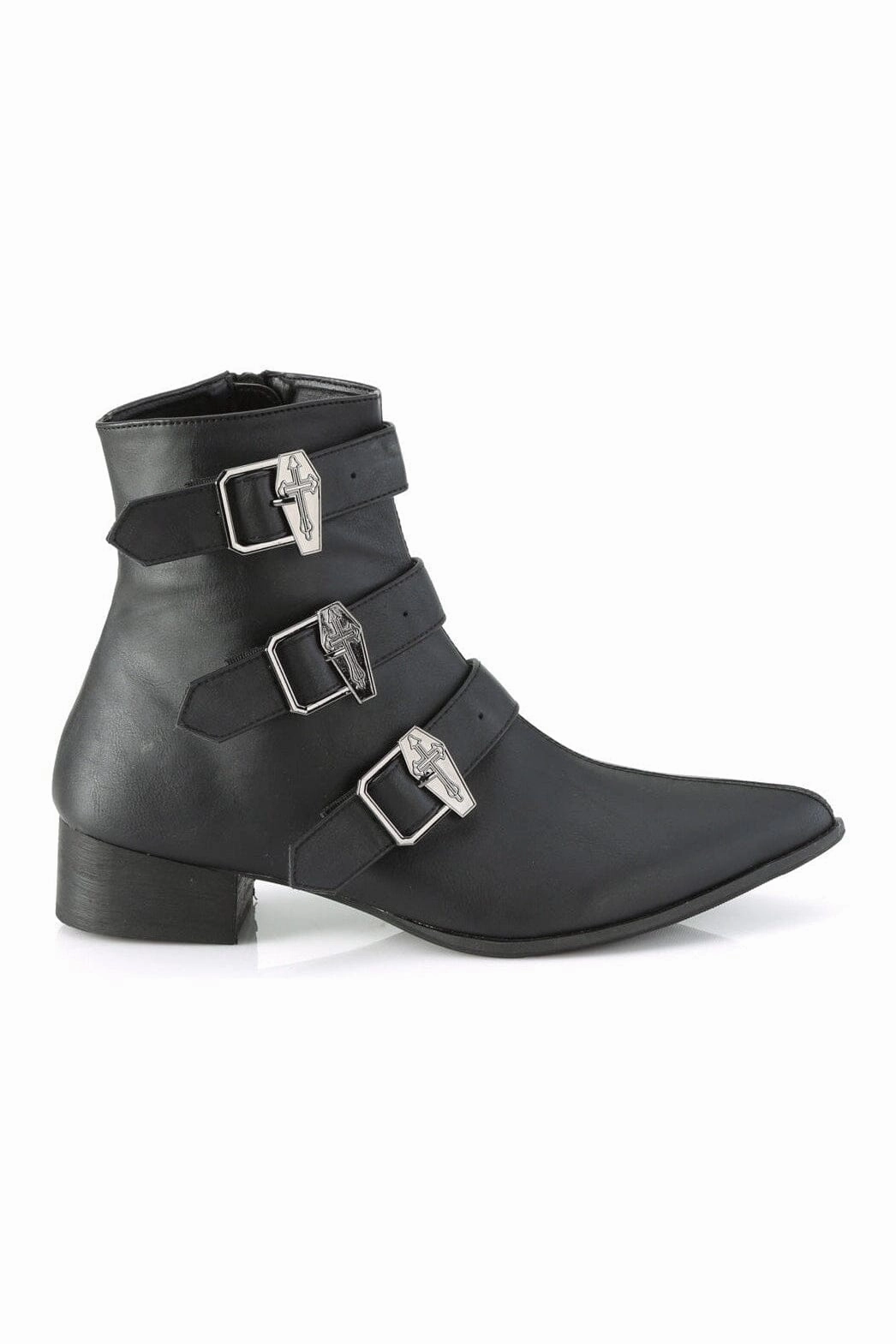 WARLOCK-50-C Black Vegan Leather Ankle Boot