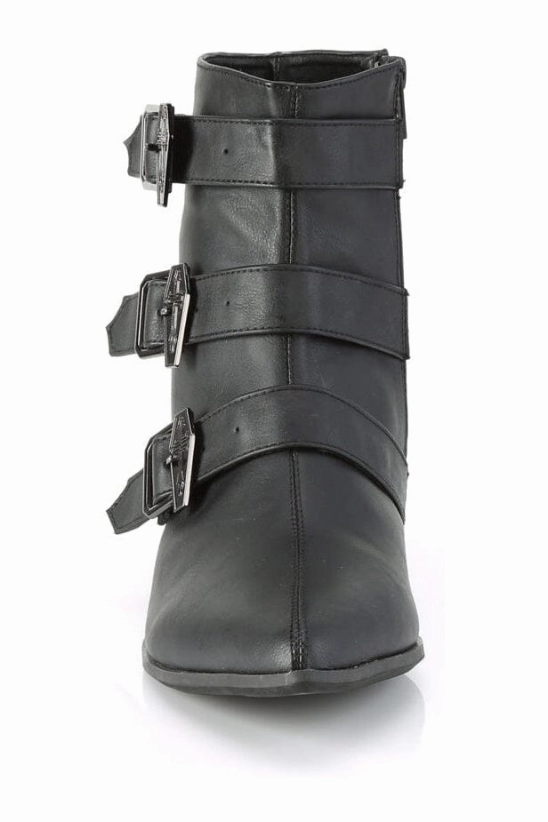 WARLOCK-50-C Black Vegan Leather Ankle Boot