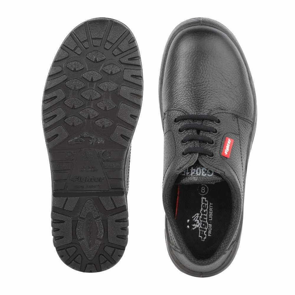 Warrior Black Steel Toe Industrial Safety Shoes for Men FIGHTER MEN By Liberty