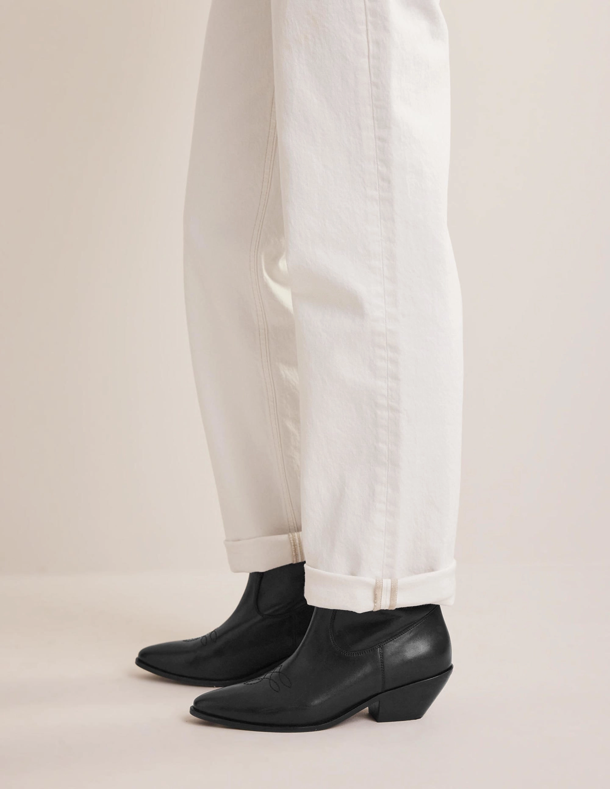 Western Ankle Boots-Black Leather