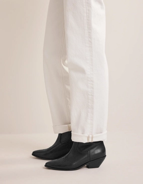 Western Ankle Boots-Black Leather