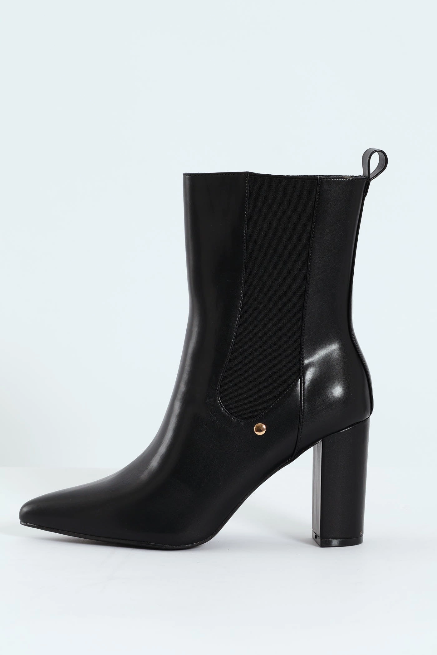 Zip Up Heel Boot - Black