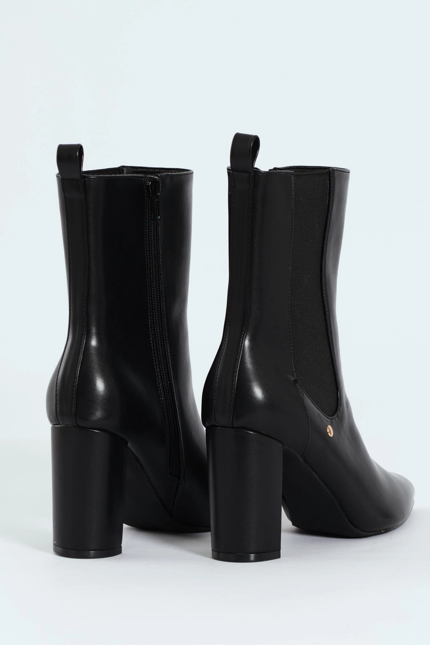 Zip Up Heel Boot - Black