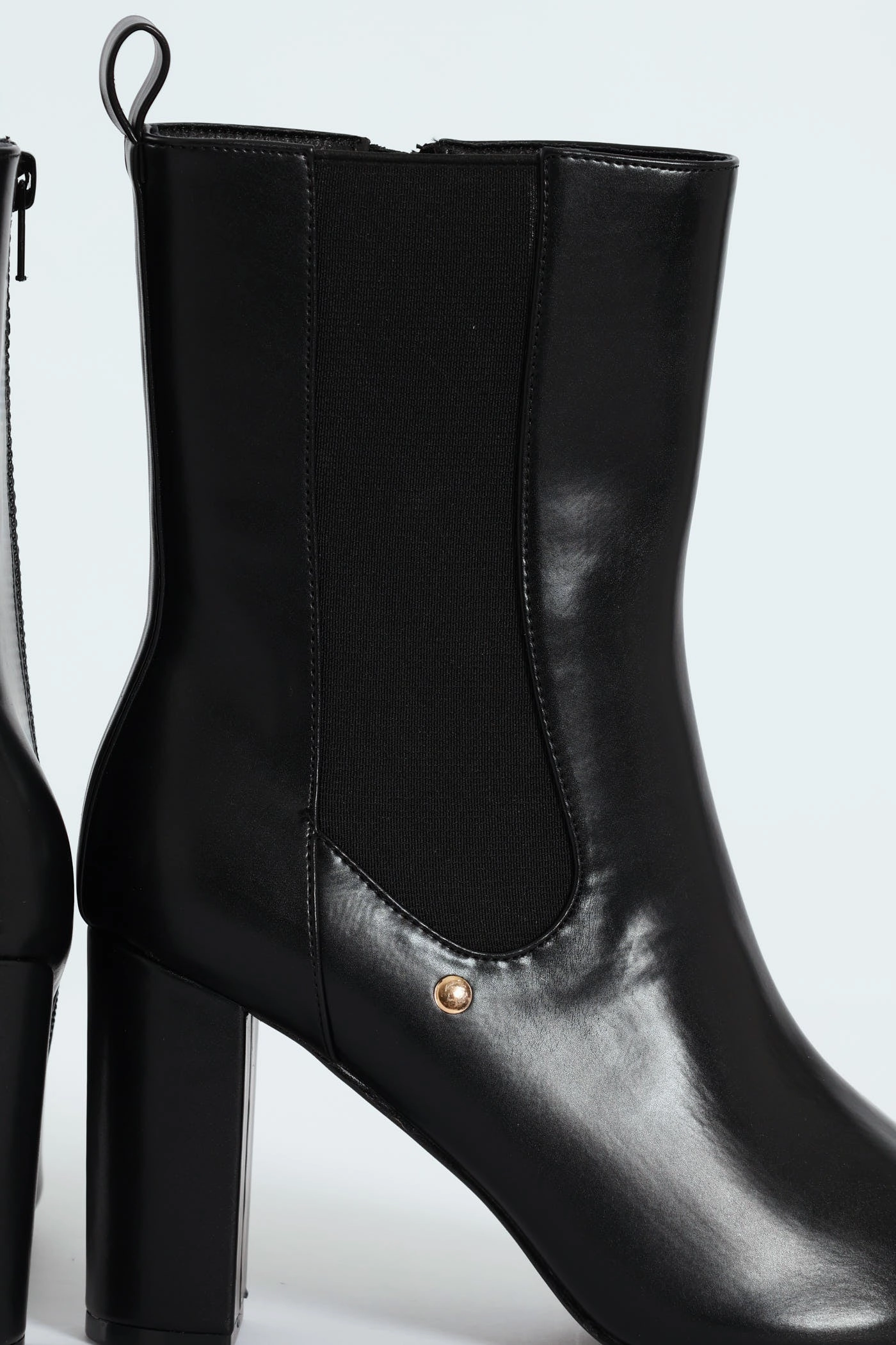 Zip Up Heel Boot - Black